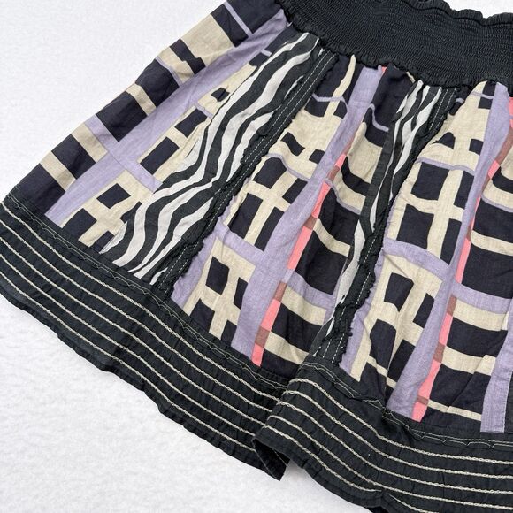 Free People Skirt Size Medium Mini Flowy Elastic Waist Pull On Geometric Art - Picture 3 of 9